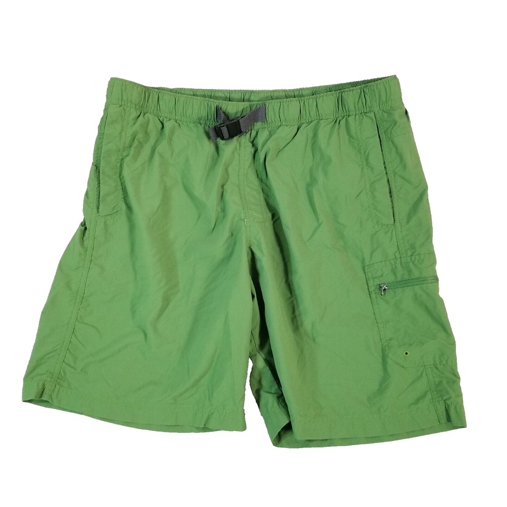 Columbia Swim Shorts Mens L Green PFG Belted Cargo Nylon 9 Inseam Trunks